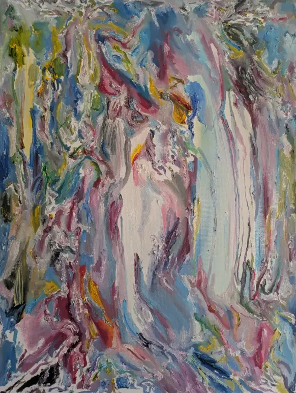Side / The Breakaway — palette knife oil impasto after Gauguin, Subrealism by Treeskulltown