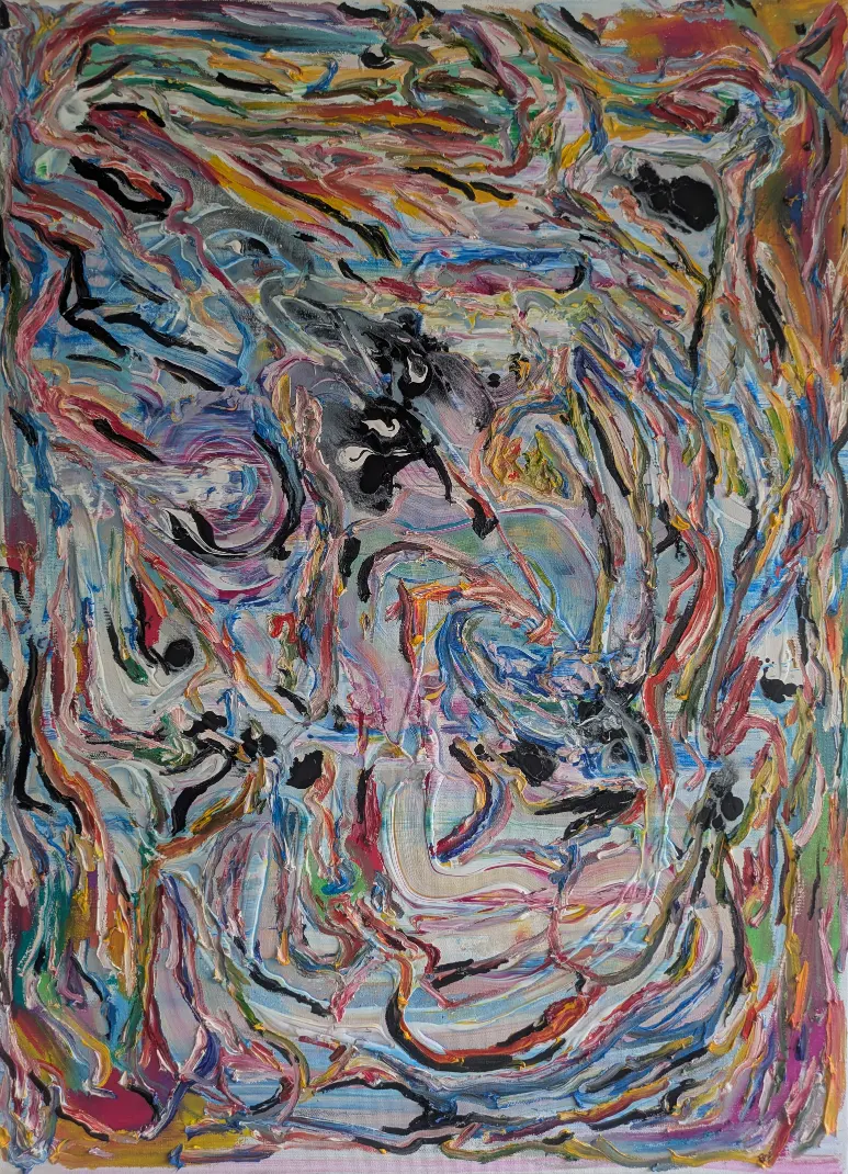 By Adam's Side — oil impasto, pure conceptual abstraction and primordial androgyny, Subrealism cycle closure by Treeskulltown